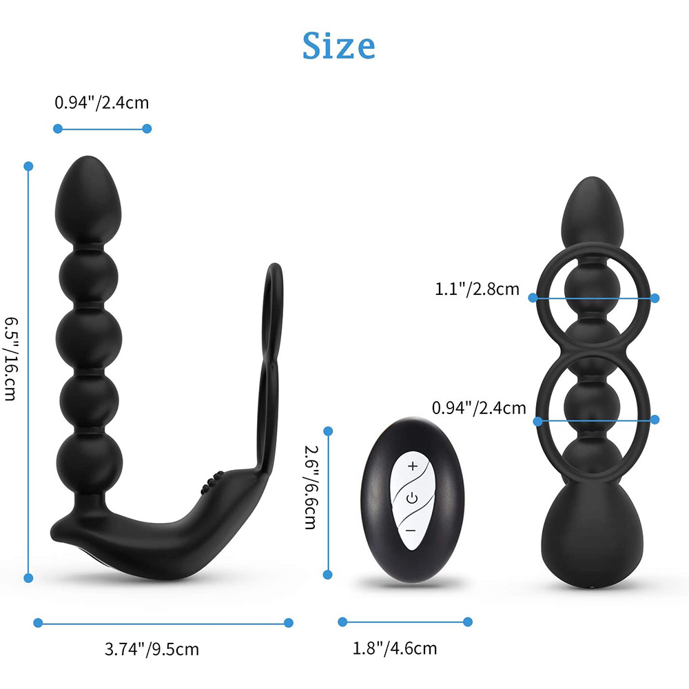 Butt Plug Anal Sex Toys with Penis Ring & Anal Bead Rechargeable Vibrator  Waterproof Prostate Massager | VibratorToyX